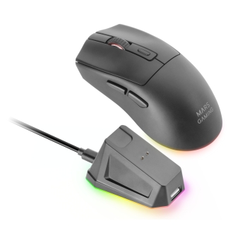 Ratón Mars inalámbrico Gaming RF Y bluetooth Mmt3 Rgb base de recarga Magnética 14400 Dpi negro