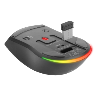 Ratón Mars inalámbrico Gaming RF Y bluetooth Mmt3 Rgb base de recarga Magnética 14400 Dpi negro
