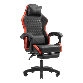 Silla gamer Mars Gaming MGCXBBL negra y roja reclinable, reposabrazos ajustable, reposapiés, cojines
