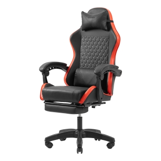 Silla gamer Mars Gaming MGCXBBL negra y roja reclinable, reposabrazos ajustable, reposapiés, cojines