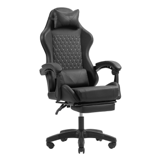 Silla gamer Mars Gaming MGCXBK negra reclinable, reposabrazos ajustable, reposapiés, cojines