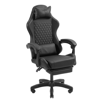 Silla gamer Mars Gaming MGCXBK negra reclinable, reposabrazos ajustable, reposapiés, cojines
