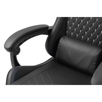 Silla gamer Mars Gaming MGCXBK negra reclinable, reposabrazos ajustable, reposapiés, cojines