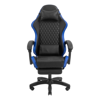Silla gamer Mars Gaming MGCXBBL negra y azul reclinable, reposabrazos ajustable, reposapiés, cojines
