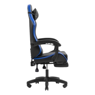 Silla gamer Mars Gaming MGCXBBL negra y azul reclinable, reposabrazos ajustable, reposapiés, cojines