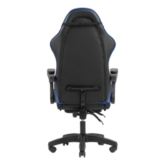 Silla gamer Mars Gaming MGCXBBL negra y azul reclinable, reposabrazos ajustable, reposapiés, cojines