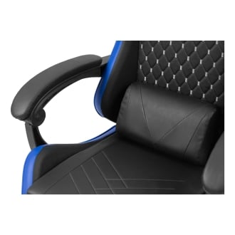 Silla gamer Mars Gaming MGCXBBL negra y azul reclinable, reposabrazos ajustable, reposapiés, cojines