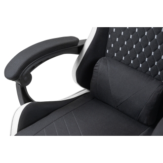 Silla gamer Mars Gaming MGCXFGRBL negra y blanca reclinable, reposabrazos ajustable, reposapiés, cojines