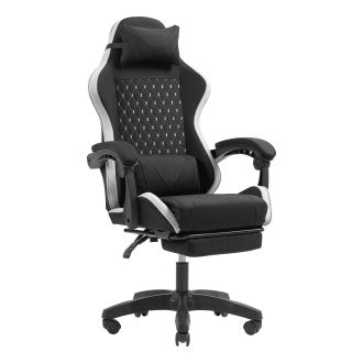 Silla gamer Mars Gaming MGCXFGRBL negra y blanca reclinable, reposabrazos ajustable, reposapiés, cojines