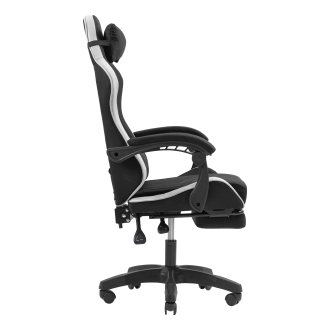 Silla gamer Mars Gaming MGCXFGRBL negra y blanca reclinable, reposabrazos ajustable, reposapiés, cojines