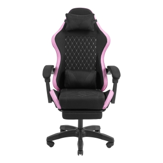 Silla gamer Mars Gaming MGCXFGRBL negra y rosa reclinable, reposabrazos ajustable, reposapiés, cojines