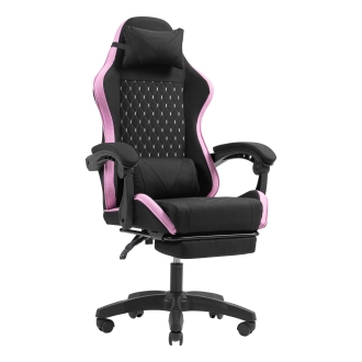 Silla gamer Mars Gaming MGCXFGRBL negra y rosa reclinable, reposabrazos ajustable, reposapiés, cojines
