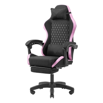 Silla gamer Mars Gaming MGCXFGRBL negra y rosa reclinable, reposabrazos ajustable, reposapiés, cojines