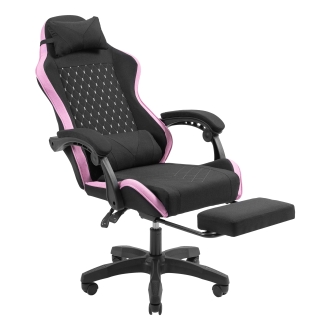 Silla gamer Mars Gaming MGCXFGRBL negra y rosa reclinable, reposabrazos ajustable, reposapiés, cojines