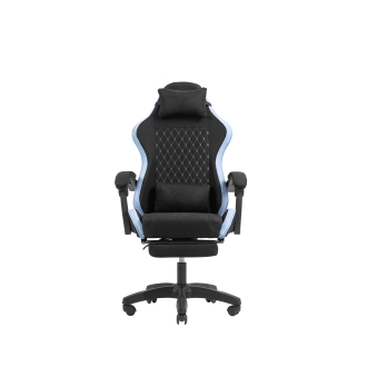 Silla gamer Mars Gaming MGCXFGRBL negra y azul reclinable, reposabrazos ajustable, reposapiés, cojines