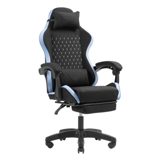 Silla gamer Mars Gaming MGCXFGRBL negra y azul reclinable, reposabrazos ajustable, reposapiés, cojines