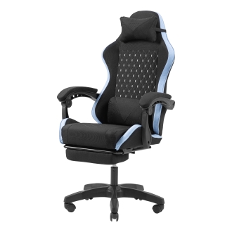 Silla gamer Mars Gaming MGCXFGRBL negra y azul reclinable, reposabrazos ajustable, reposapiés, cojines