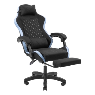 Silla gamer Mars Gaming MGCXFGRBL negra y azul reclinable, reposabrazos ajustable, reposapiés, cojines