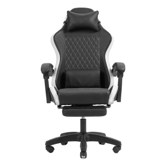 Silla gamer Mars Gaming MGCXBBL negra y blanca reclinable, reposabrazos ajustable, reposapiés, cojines