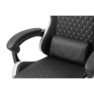 Silla gamer Mars Gaming MGCXBBL negra y blanca reclinable, reposabrazos ajustable, reposapiés, cojines