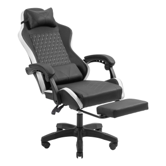 Silla gamer Mars Gaming MGCXBBL negra y blanca reclinable, reposabrazos ajustable, reposapiés, cojines
