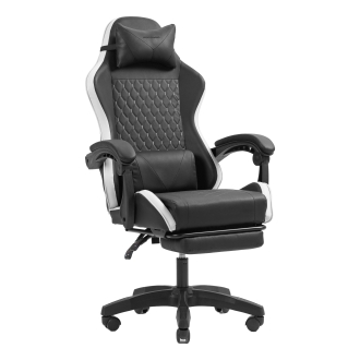 Silla gamer Mars Gaming MGCXBBL negra y blanca reclinable, reposabrazos ajustable, reposapiés, cojines