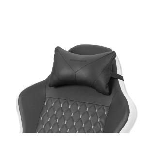 Silla gamer Mars Gaming MGCXBBL negra y blanca reclinable, reposabrazos ajustable, reposapiés, cojines