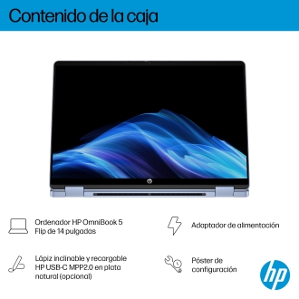 HP OmniBook 5 Flip 14-fp0022ns Core 7 150U 14" táctil 2K 16GB 1TB W11 azul