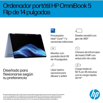 HP OmniBook 5 Flip 14-fp0014ns i5-1334U 14" táctil 2K 16GB 512GB W11 azul