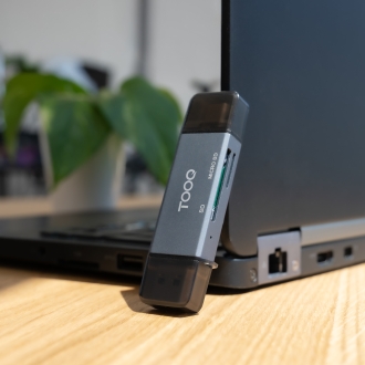 Lector de tarjetas Tooq USB 3.0 (USB tipo C + USB-A) SD/TF gris