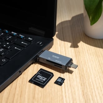 Lector de tarjetas Tooq USB 3.0 (USB tipo C + USB-A) SD/TF gris