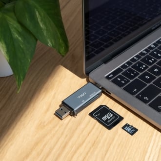 Lector de tarjetas Tooq USB 3.0 (USB tipo C + USB-A) SD/TF gris