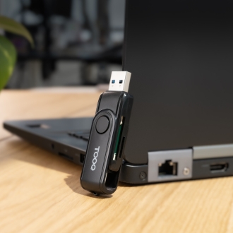 Lector de tarjetas Tooq USB tipo C 2.0 + USB-A 3.0 SD/TF negro