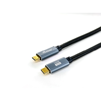 CABLE USB-C MACHO USB-C MACHO USB 3.2 2M TRANSFERENCIA 10G 5A  4K (100W) COLOR NEGRO