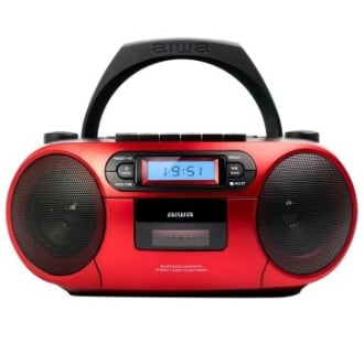 Radio cd - cassette portatil aiwa bbtc - 550 6w rms usb bluetooth rojo