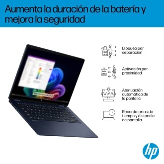 HP OmniBook X Flip NGAI 14-fm0009ns Intel Core Ultra 7 258V Híbrido (2-en-1) 35,6 cm (14") Pantalla táctil 3K 32 GB LPDDR5x-SDRAM 1 TB SSD Wi-Fi 7 (802.11be) Windows 11 Home Azul