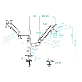 TooQ DB1533TNR-B soporte para monitor 81,3 cm (32") Escritorio Negro