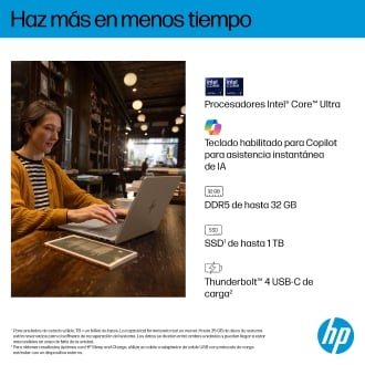 Portatil hp omnibook 7 ai 14 - fr0012ns 14 pulgadas ultra 5 225u -  16gb -  ssd 1tb -  w11 -  aluminio plateado