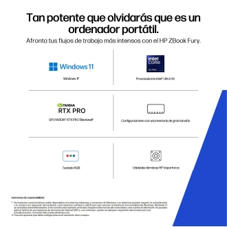 Portatil hp zbook fury g1i u7 - 265hx 32gb ssd 1tb 16 pulgadas