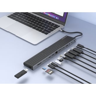 DOCKING USB-C CONCEPTRONIC DONN32B A 2xHDMI 1xDP 2xUSB-C PD 100W 3xUSB-A 5GB 1xSD 1xMicroSD 1xRJ45