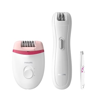DEPILADORA PHILIPS SATINELLE ESSENTIAL BRP506/00 COMPACTA CON CABLE INCLUYE RECORTADOR Y PINZAS