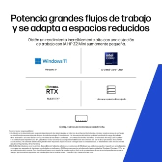 Mini ordenador hp z2 mini g1i u9 - 285k -  48gb -  ssd 1tb -  rtx 4000 ada -  w11h