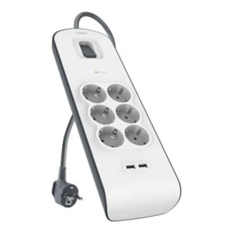 REGLETA ALIMENTACION BELKIN BSV604VF2M-V2 PROTECCIÃN CONTRA SOBRET 6 TOMAS + 2 USB- A 2,4 BOTON