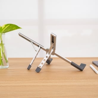 TooQ Soporte elevador plegable de aluminio para portátiles, Plata