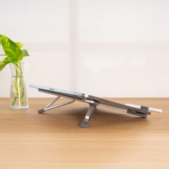 TooQ Soporte elevador plegable de aluminio para portátiles, Plata