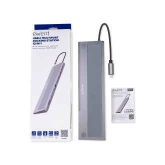 Ewent EW1150 base para portátil y replicador de puertos Alámbrico USB 3.2 Gen 1 (3.1 Gen 1) Type-C Aluminio