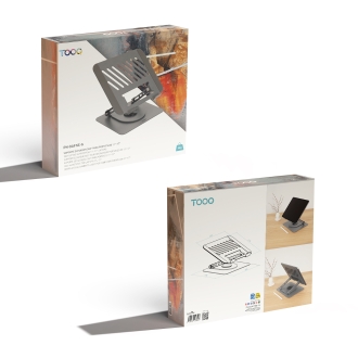 TooQ Soporte Elevador con rotación 360° y ajustable, para dispositivos de 11-17, Color Gris Oscuro