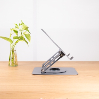 TooQ Soporte Elevador con rotación 360° y ajustable, para dispositivos de 11-17, Color Gris Oscuro