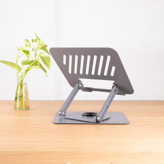 TooQ Soporte Elevador con rotación 360° y ajustable, para dispositivos de 11-17, Color Gris Oscuro