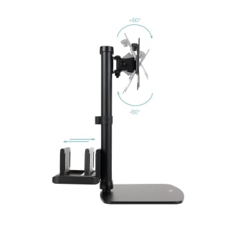 TooQ Soporte de mesa para pantallas 17-27 con soporte integrado para CPU Ligera